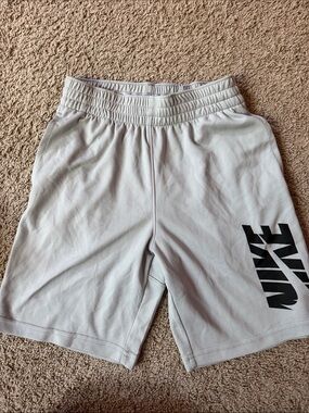 Nike Light Gray Athletic Shorts with Black Nike Print
